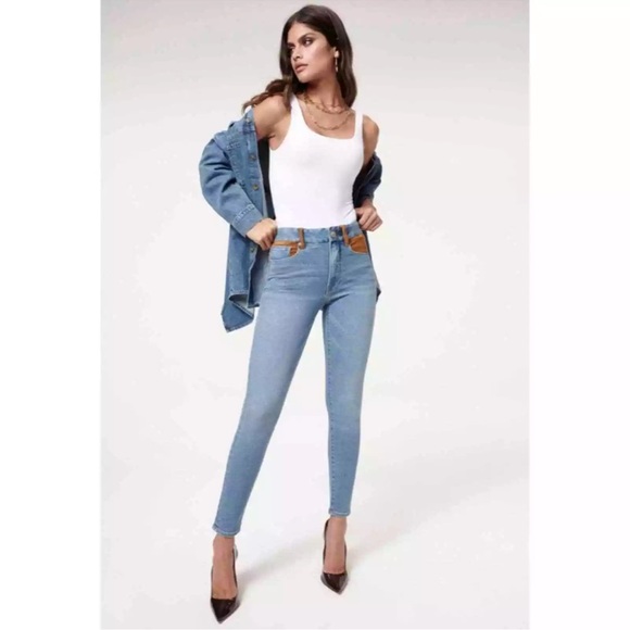 Good American Good Legs Suede Inset Skinny Jeans Western 26/2 - Picture 1 of 12